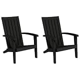 DXKDUSOKJ Patio Adirondack Chairs 2 Pcs Black Polypropylene, Imitation Wood Texture Outdoor Lounge Seats for Garden, Backyard, Deck, Poolside