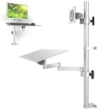 XDTKJDZ Monitor & Keyboard Wall Mount, Single Arm Computer Screen Workstation, Full-Motion Articulating Arm, W/Keyboard Tray, for 17-27 Inch Screen, Load Capacity 10kg