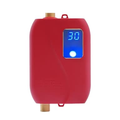 WEDFHJKO 110V Electric Tankless Water Heater, 3000W Instant Hot Water Heater Wall-Mounted, Mini Water Heater with Digital Display for Kitchen, Bathroom, Sink, Red | Us Stock