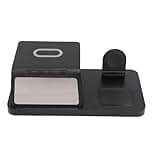 GOWENIC Multifunctional Alarm Clock with Wireless Charger, 15W Fast Charging Station for Phone Watch Earbuds, Desktop Charger for Home Office, Nightstand Charging Dock for Smartphones