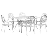 KGHFDVB 7 Piece White Cast Aluminum Patio Dining Set with Umbrella Hole, Outdoor Garden Table and High Back Chairs