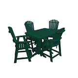 Keystone Amish Co. Poly Composite Thompson Adirondack 5-Piece Counter Height Dining Set with 4' Table, Turf Green