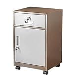 Mobile Metal Vertical File Cabinet, Metal Storage Cabinet for Home Office School, Multi-Purpose Organizer Garage Lockable Tool Chest Cabinet, Metal Medicine Cabinet Rolli (Brown +White Ordinary lock)