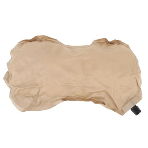 Ergonomic Inflatable Travel Pillow, Neck Support Pillow, Soft Sponge Fill for Camping, Office Nap & Long Journeys (Khaki)
