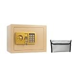 Electronic Keypad Lock Security Box; Home ; Fireproof Lock Box; Anti-theft Combination Lock; Includes Fireproof Bag; Security Safe; Suitable For Cash, Business, Office, And Cash Boxes (gold)