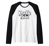 Knucklhead Black n White Text Raglan Baseball Tee
