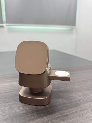 Kcuskl 4 in 1 Magnetic Wireless Charging Station,15W Fast Charging with Night Light for MagSafe Charger Stand,3 in 1 Wireless Charger for iPhone 17/16/15/14/13 Pro Max,Apple Watch & AirPods,Sand Gold