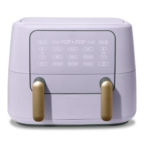 TriZone 9 QT Air Fryer TriZone 1700W – 2 Independent Baskets, Sync Cook, Touch Display, Dishwasher Safe, Air Fry Roast Bake Dehydrate By Drew Barrymoree (Lavender)