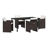 Afuera Living 5 Piece Poly Rattan Patio Dining Set, Brown Finish, Tempered Glass Tabletop, Weather-Resistant Cushions, Powder-Coated Steel Legs, Modern Outdoor Garden Furniture for 4-Person Seating