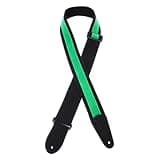 Henry Heller 2" Wide Guitar/Bass Strap, Buttery Black Suede with Centered Green Suede Stripe (HPDS2-04)