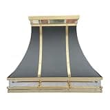 SINDA Black Stainless Steel Range Hood Handcrafted Wall-Mounted Vent Hood with High CFM Insert, Pot Rail, Led Lights, 36"W x 42"H x 21"D, SH7-STR-362142