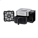 6.3 Qt Digital Air Fryer Oven, 1600W Countertop Air Fryer with Air Fry and Roast Functions, 450°F Max Temp, 4 Presets, and Nonstick Basket, Dishwasher Safe Parts, Black & Stainless Steel (Black)
