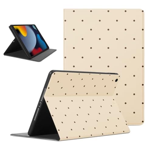 Tablet Case for for Huawei Mediapad M5 / M5 Pro 10.8 10.8'',Brown Dot on Beige | Classic Protective Tablet Cover for Boys Girls Women Stylish Protective Tablet Cover Flip Leather PU Funda Adjustabl