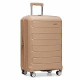 Traveler's Choice Pagosa Hardshell Expandable Luggage with Spinner Wheels, Latte Beige, 27-Inch Medium
