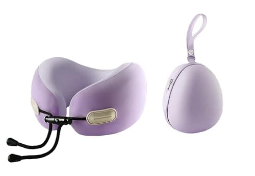 Neck Pillow for Traveling, Travel Pillows for Airplanes 100% Pure Memory Foam, Neck Pillow Airplane with 360º Ergonomic Design, Travel Neck Pillows for Sleeping, Airplanes, Office and Car (Purple)