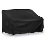 Richwon Patio Loveseat Cover Waterproof, 2-Seater Outdoor loveseat Cover, Patio Furniture Covers with Air Vent and Handles, 54W x 37D x 35H Inches, Black