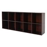 Solid Wood Bookshelf 10 Cubes, 59" Tall Floor Standing Bookcase with Deep Compartments (11x11), Brown Pine Wood Storage Shelf for Living Room, Study, Bedroom – 10 Open Cubby