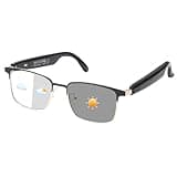 padom Bluetooth Glasses for Men & Women, Open-Ear Sound Mic & Speakers, Color-Changing Music Glasses, Hands-Free Calls & Audio Polarized Sunglasses, Smart Glasses for Working/Driving/Sports(Gold)
