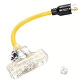 KARTONMOTOR 30 Amp to 110V/15A Generator Adapter Cord with Circuit Breaker, 3 Prong Locking Generator Power Cord, NEMA L5-30P Male to 3X 5-15R/5-20R Female, for RV/Home/Outdoor