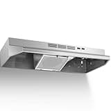 Tieasy 36-inch Under Cabinet Range Hood, 400 CFM Convertible Vent Hood (Ducted/Ductless), 2-Speed Exhaust Fan with Rocker Switch Control, Stainless Steel, Multiple Venting Options for Kitchen Stove