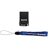 SanDisk 16GB Ultra Fit Flash Drive Up to 130 MB/s Read Speed (SDCZ430-016G-G46) Bundle with (1) Everything But Stromboli Lanyard