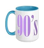 Violet Purple It's The 90's For Me Light Purple Graphic Ceramic Mug, Blue/White, 15oz