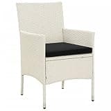 DXKDUSOKJ 4 Pcs Patio Chairs with Cushions, White Poly Rattan Wicker Outdoor Armchair Set with Powder-Coated Steel Frame for Garden, Patio, Terrace
