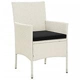 DXKDUSOKJ 4 Pcs Patio Chairs with Cushions, White Poly Rattan Wicker Outdoor Armchair Set with Powder-Coated Steel Frame for Garden, Patio, Terrace