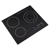 Tiozuiu Electric Ceramic Cooktop, 3 Burners Radiant Electric Stove Top with Timer, Stove Top Burner for Cooking, Child Safety Lock, Sensor Touch Control, 2600W 110V