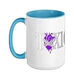 Purple Color Toxic Heart Purple Graphic Ceramic Mug, Blue/White, 15oz