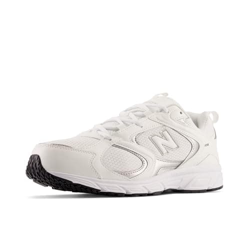 New Balance Men's 408 V1 Sneaker, White/Silver Metallic/Black, 10.5 M