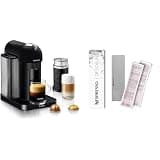 Nespresso Vertuo Coffee and Espresso Maker by Breville, Matte Black with Aeroccino Milk Frother Descaling Kit