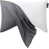 Sidney Sleep Mini Size Curved Pillow Covers - Full Length Zipper Closure - Premium Soft Brushed Microfiber (Travel Mini, Grey)