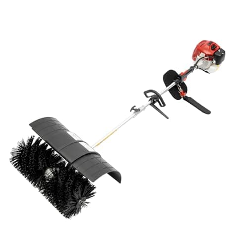 52CC Gas Powered Power Broom Sweeper, 2.3HP 2-Stroke Rotary Brush Cleaner, Handheld Snow Sweeper with 21in Nylon Brush, Street Turf Cleaner for Artificial Grass, Farm, Sidewalk, Driveway