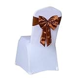 TFGAJKKKKK Spandex Chair Sash Butterfly Style Satin Bow Tie Sash Fits All Chairs Spandex Wedding Hotel Party Chair Sash Champagne (Brown)