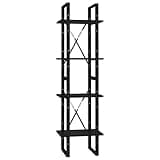 KGHFDVB Engineered Wood 4-Tier Book Cabinet, Small Bookshelf Black for Home Office, Sturdy Bookcase with 4 Shelves for Books and Decor, Easy Clean