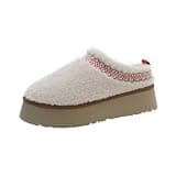 QHEVLXQI Women's Thick-soled Plush Casual, Versatile Slippers For Going Out Korean-style Bag Toe Half Shoes, Fleece-lined Cotton Slippers Winter(C,6.5-7)