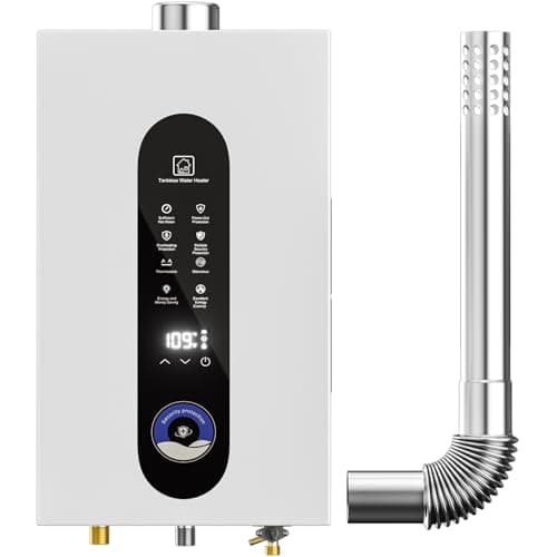 Tankless Water Heater Propane, 14L On Demand Water Heater with LED Display, Indoor Installation, Max 3.7GPM, 95540BTU Propane Water Heater for Bathroom Kitchen
