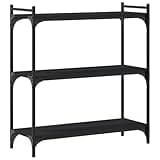 KGHFDVB 3-Tier Black Bookcase 31.5x11.8x33.9 Inches Engineered Wood Bookshelf with Metal Frame and Adjustable Feet for Home Office