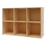 fufieae 6-Cube Solid Wood Bookshelf, 35" W Floor Standing Storage Organizer