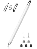 MEKO 3-in-1 Stylus Pen for Touchscreen, Magnetic Replacement Tip Capacitive Stylus for iPad iPhone Android Tablets Samsung Galaxy All Universal Touch Screen Devices (White)