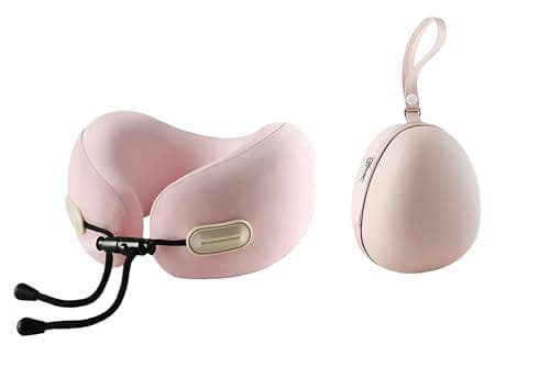 Neck Pillow for Traveling, Travel Pillows for Airplanes 100% Pure Memory Foam, Neck Pillow Airplane with 360º Ergonomic Design, Travel Neck Pillows for Sleeping, Airplanes, Office and Car (Pink)