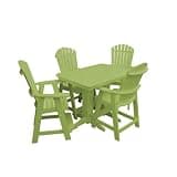 Keystone Amish Co. Poly Composite Thompson Adirondack 5-Piece Counter Height Dining Set with 4' Table, Tropical Lime