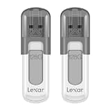 Lexar 128GB 2-Pack JumpDrive V100 USB 3.2 Gen 1 Flash Drive for Storage Expansion and Backup, Up To 100MB/s Read, Gray (LJDV100128G-B2HNU)