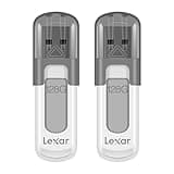 Lexar 128GB 2-Pack JumpDrive V100 USB 3.2 Gen 1 Flash Drive for Storage Expansion and Backup, Up To 100MB/s Read, Gray (LJDV100128G-B2HNU)