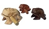 Percussion Instruments Wooden Frog 3 Pcs Set of 4 Inch Frog, 3 Inch Frog, 2.25 Inch Frog, Wooden Frog Musical Instrument Home Decor (Natural Color/Dark Brown/Brown)