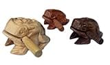 Percussion Instruments Wooden Frog 3 Pcs Set of 4 Inch Frog, 3 Inch Frog, 2.25 Inch Frog, Wooden Frog Musical Instrument Home Decor (Natural Color/Dark Brown/Brown)