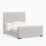 Benzara Deli Queen Size Bed, Gray Linen Upholstery, Modern Wingback Headboard