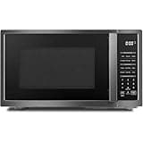 0.9 Cu Ft Countertop Microwave Oven With Turntable, 900W, 6 Auto Menus, Child Lock, Defrost, Black Stainless Steel - 10.6-inch Glass Turntable Ensures Even Cooking For Your Meals