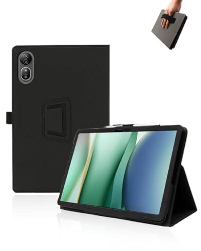 Case for Blackview MEGA 12 Tablet 12.2 inch Android 16 Tablets,UYRUREL Leather Slim Folding Stand Cover with Hand Strap Magnet for Men Women Full Protection,Black.
